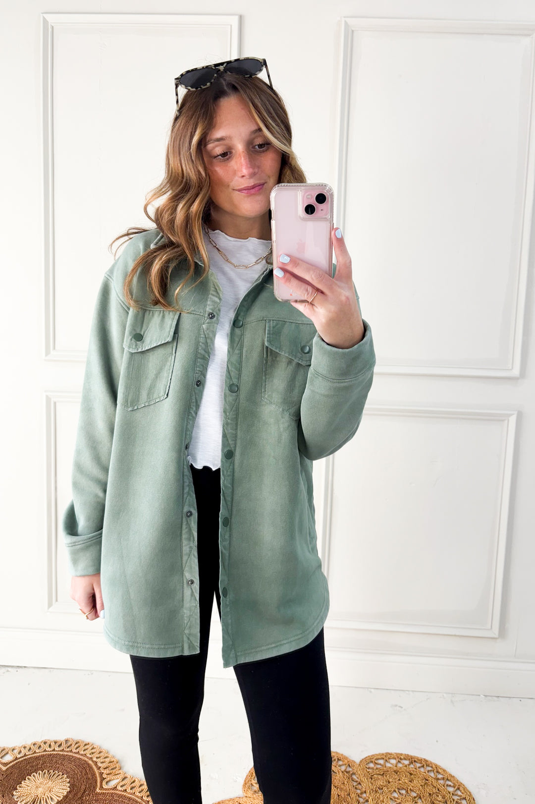 Snap Front Brushed Oversized Shacket