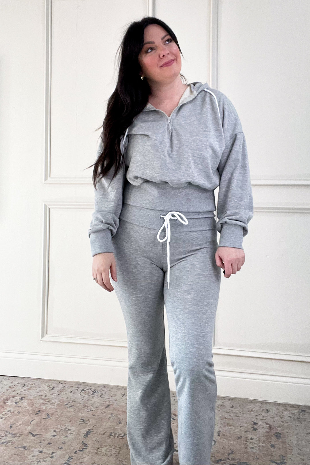 Crop Hooded Pullover & Wide Leg Drawstring Pants Set