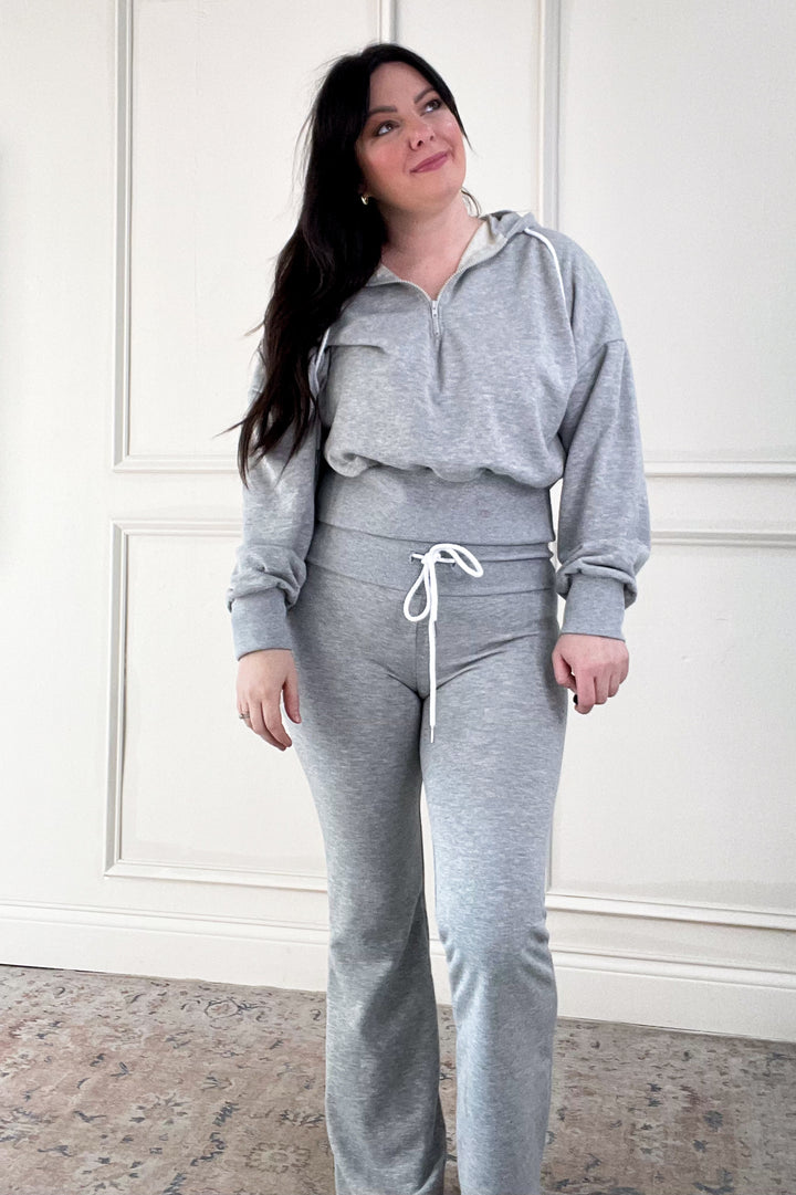 Crop Hooded Pullover & Wide Leg Drawstring Pants Set