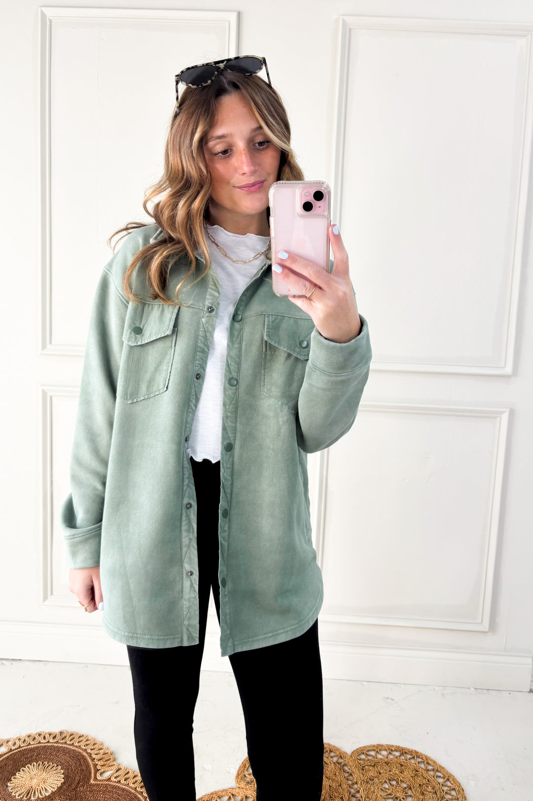 Snap Front Brushed Oversized Shacket