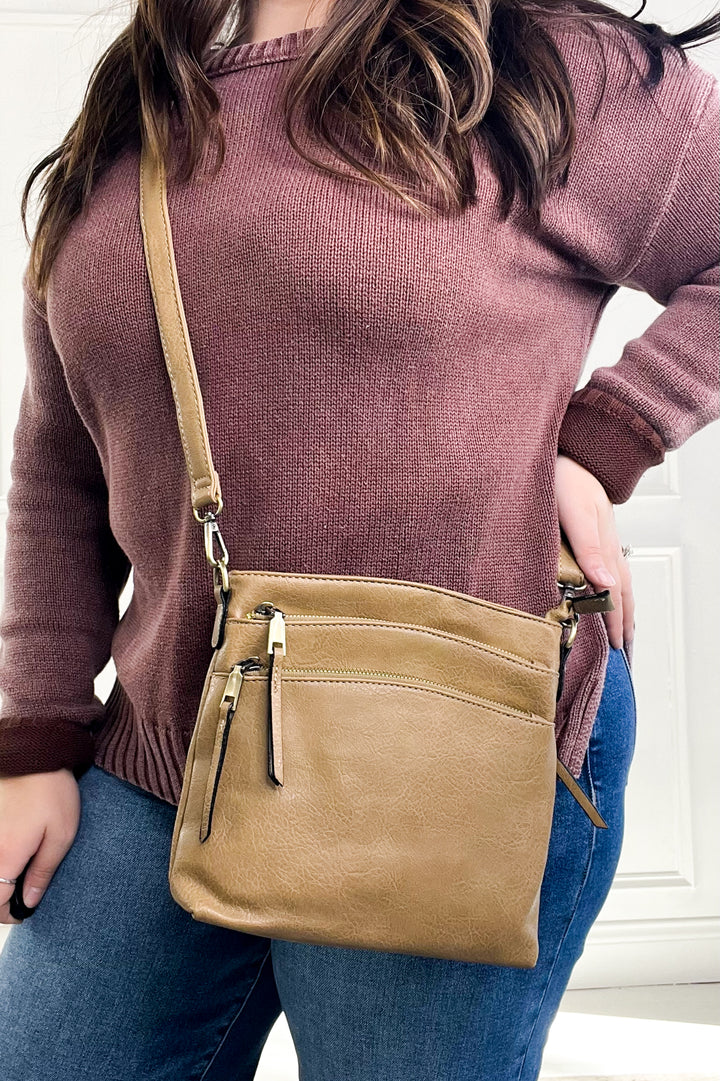 Triple Zipper Crossbody Bag