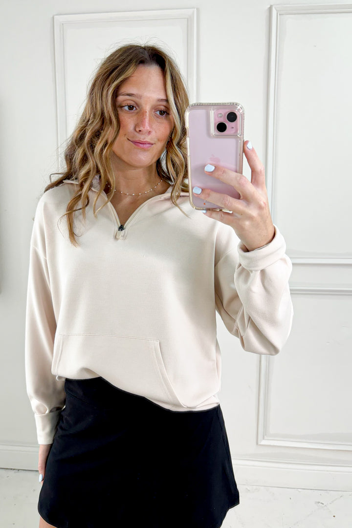 Keely Half Zip Long Sleeve Top in Purple Dove