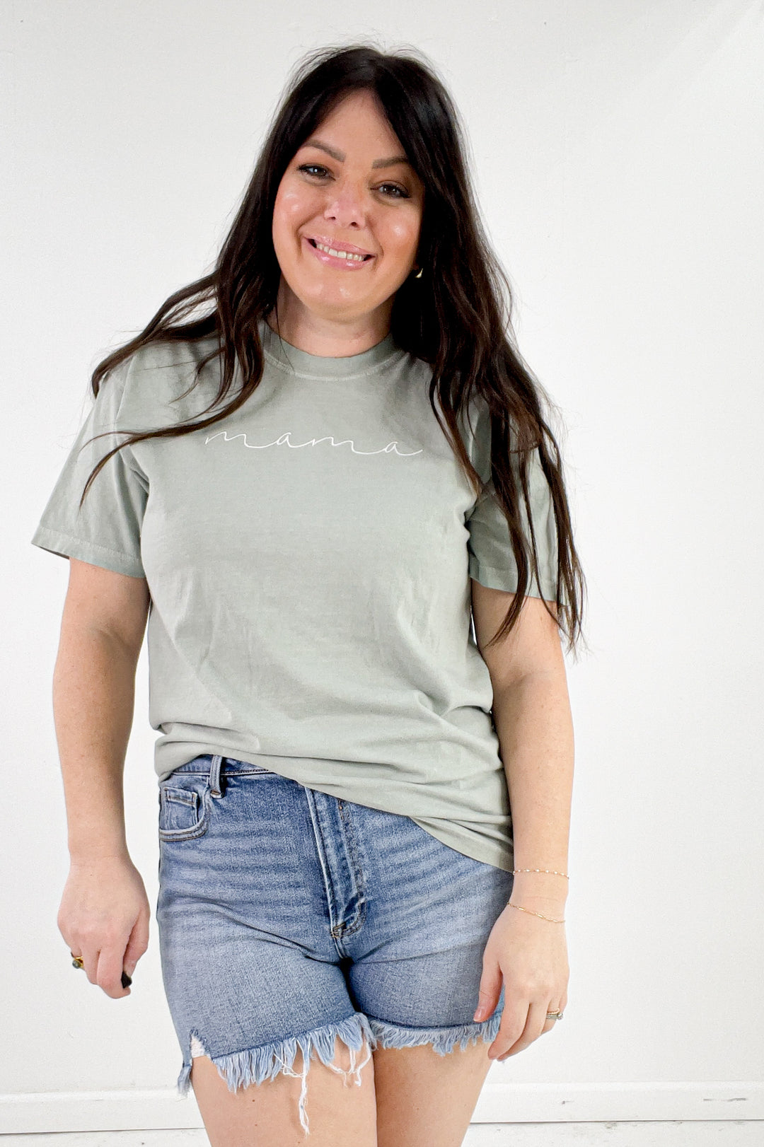 Mama Script Embroidered Comfort Color Tee