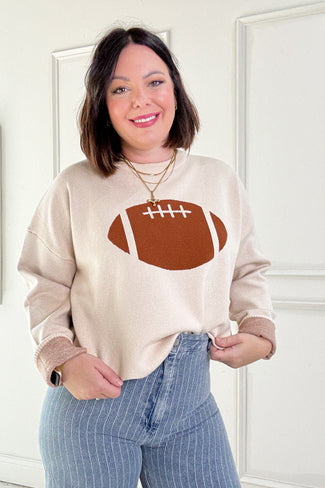 Football Jacquard Pullover Sweater