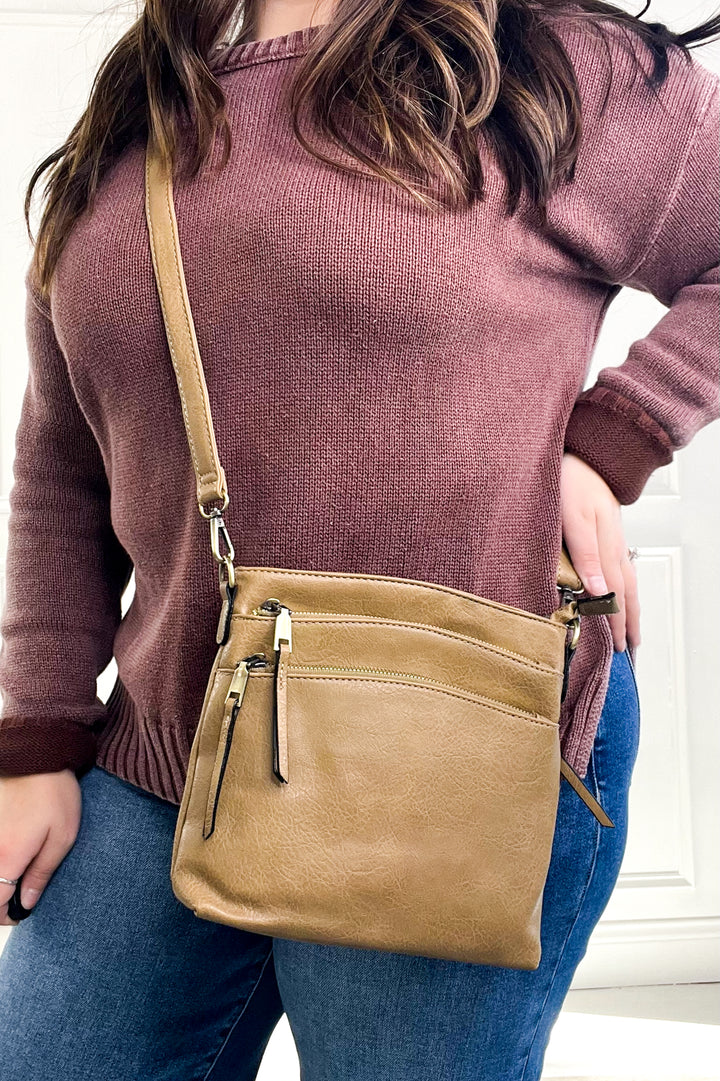 Triple Zipper Crossbody Bag