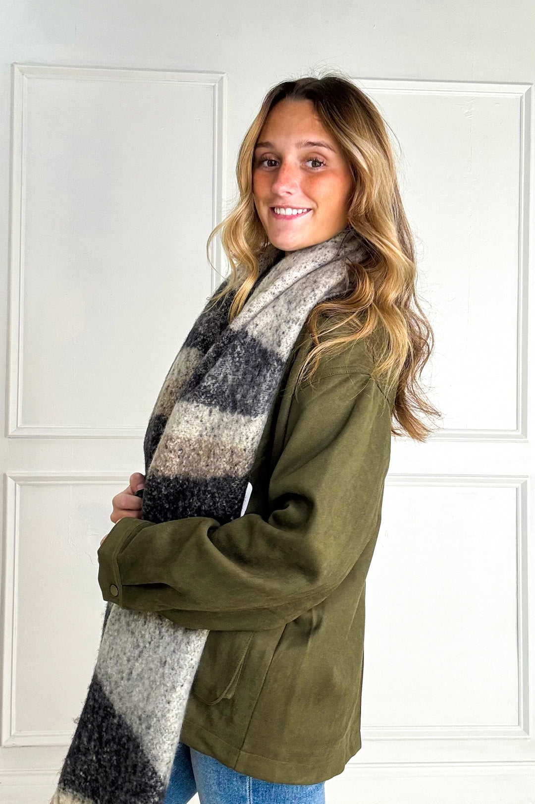 Button Down Faux Suede Barn Jacket