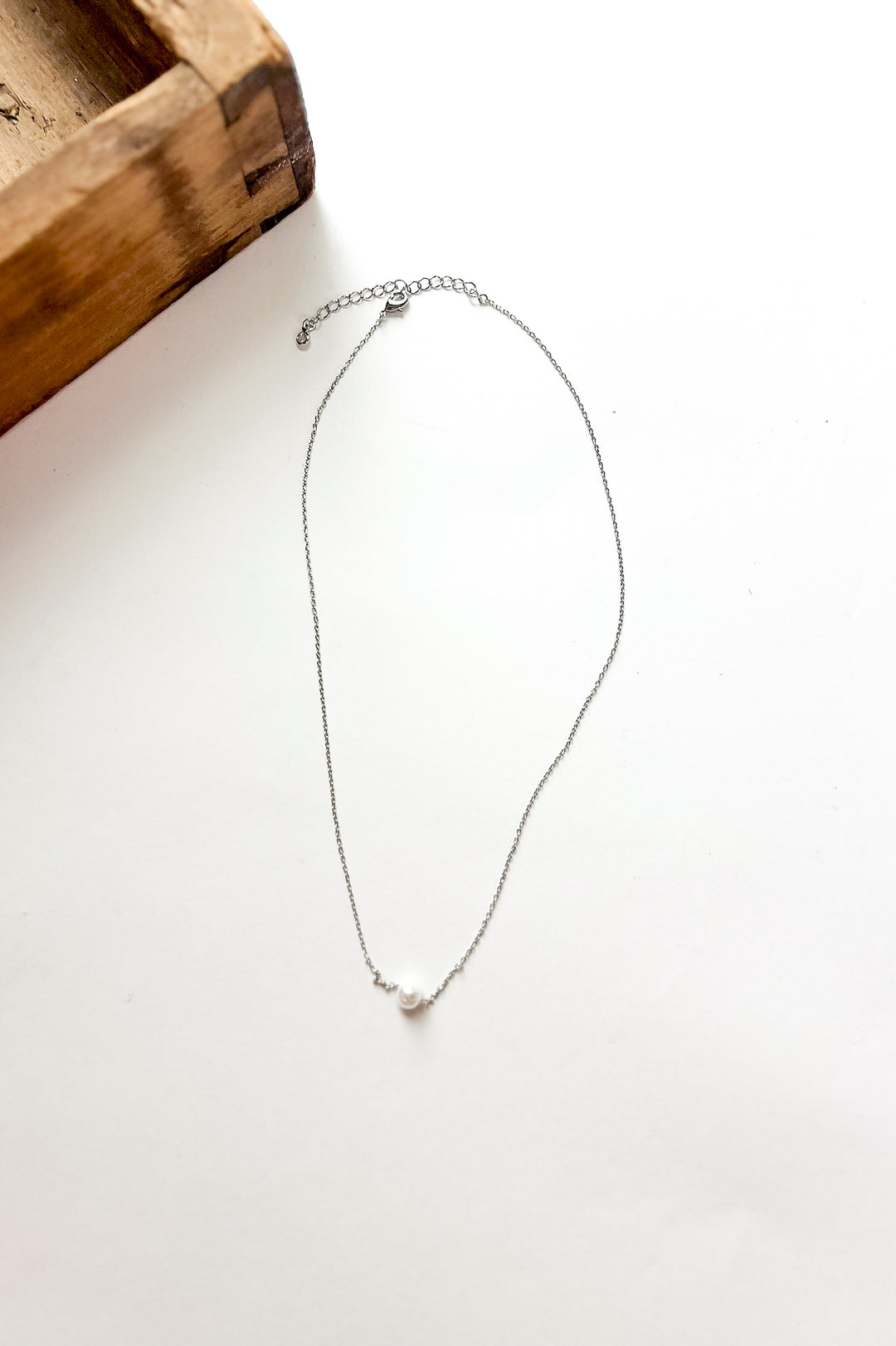 6mm Pearl Charm 18K White Gold Dipped Necklace