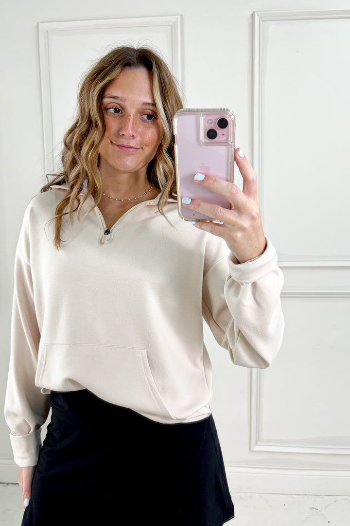 Keely Half Zip Long Sleeve Top in Purple Dove