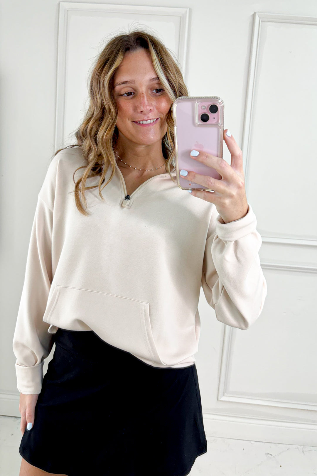 Keely Half Zip Long Sleeve Top in Purple Dove