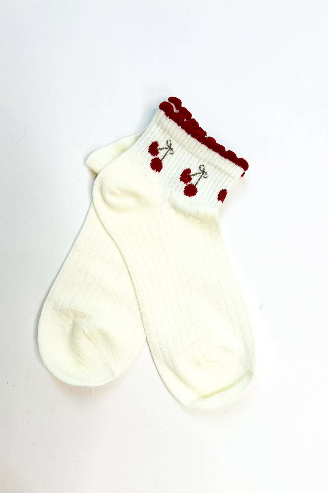 Cherry Print Ruffle Top Ankle Socks