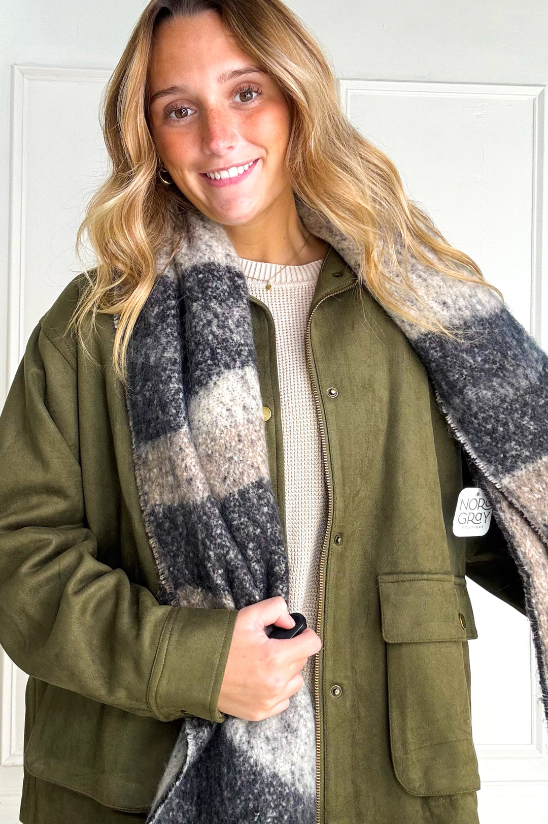 Button Down Faux Suede Barn Jacket