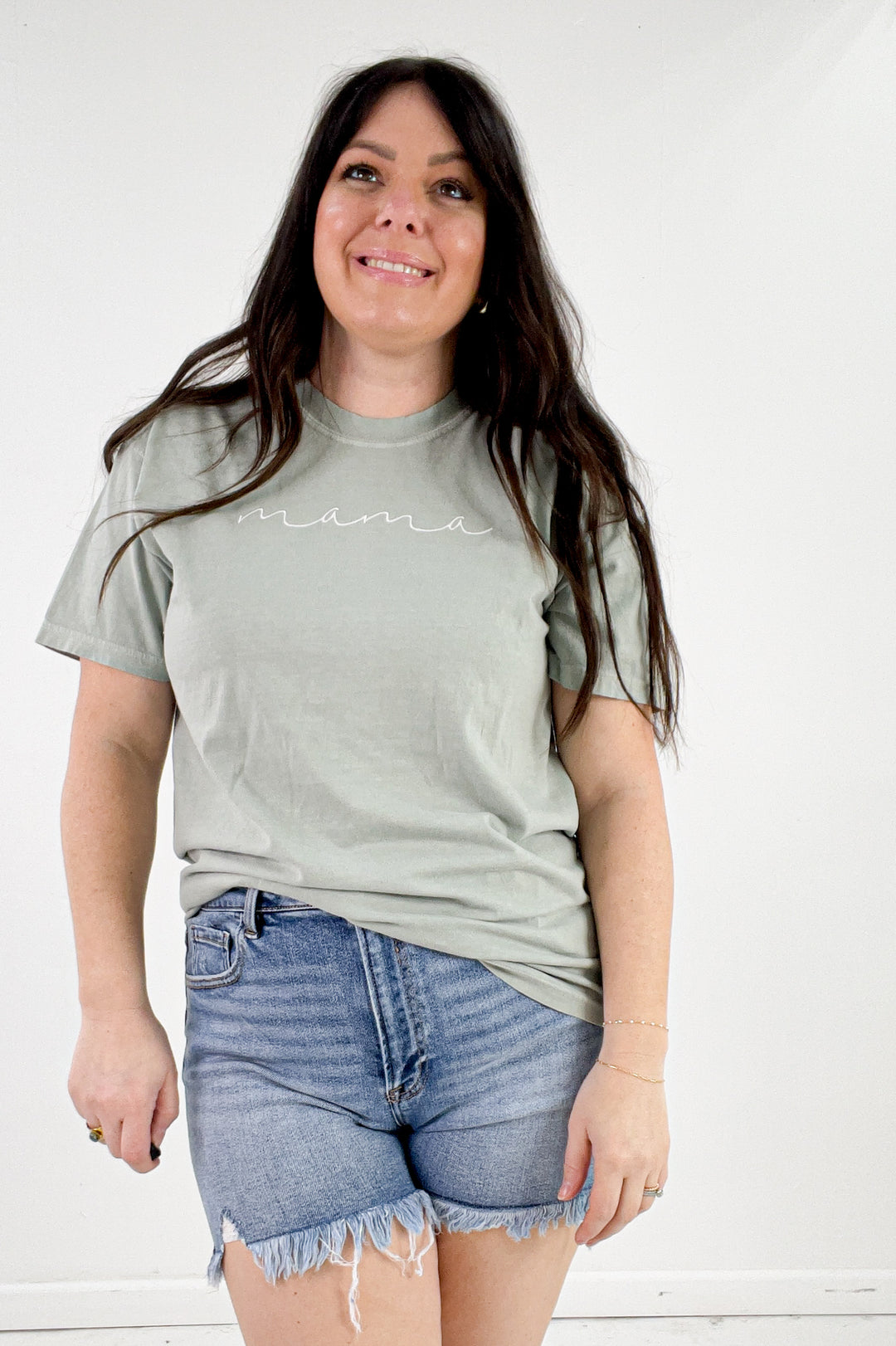 Mama Script Embroidered Comfort Color Tee