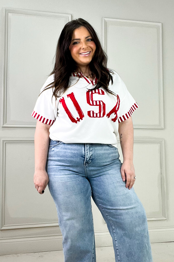 USA French Terry Striped Top