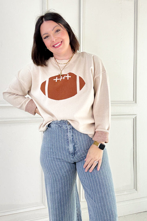 Football Jacquard Pullover Sweater