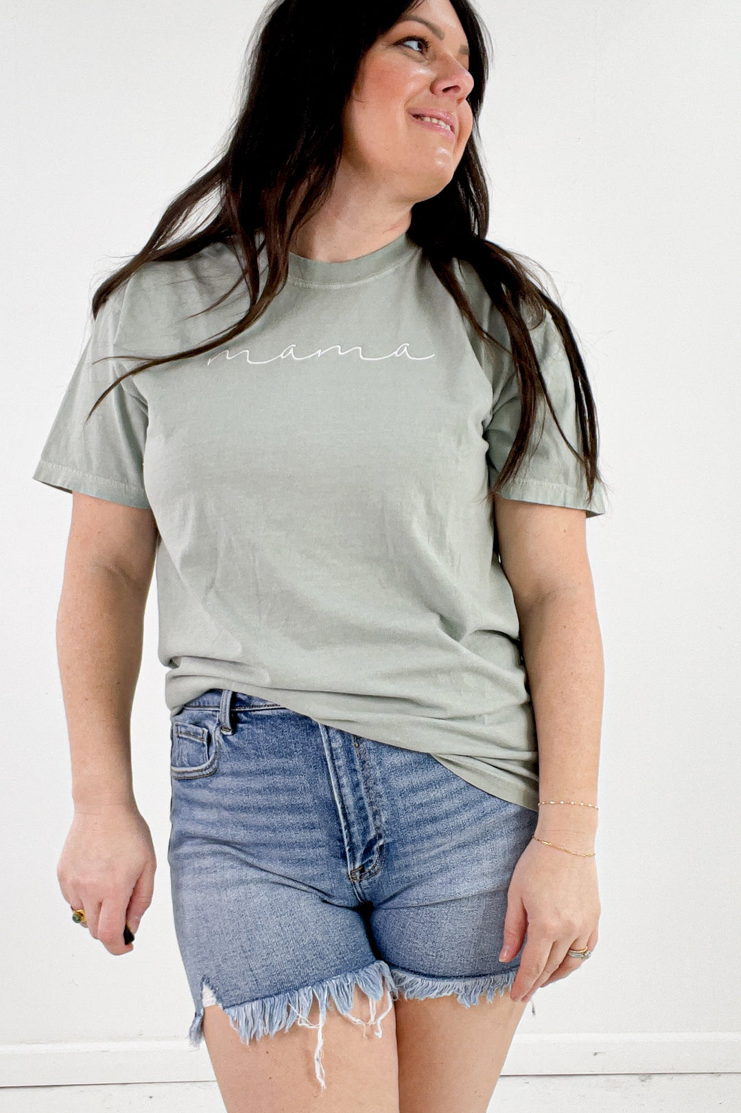 Mama Script Embroidered Comfort Color Tee