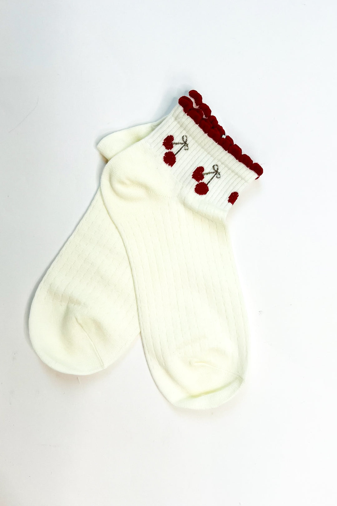 Cherry Print Ruffle Top Ankle Socks