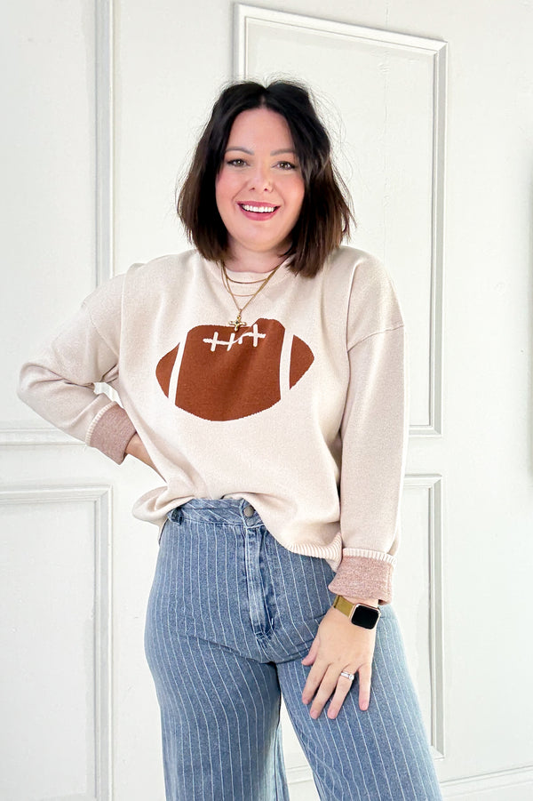 Football Jacquard Pullover Sweater