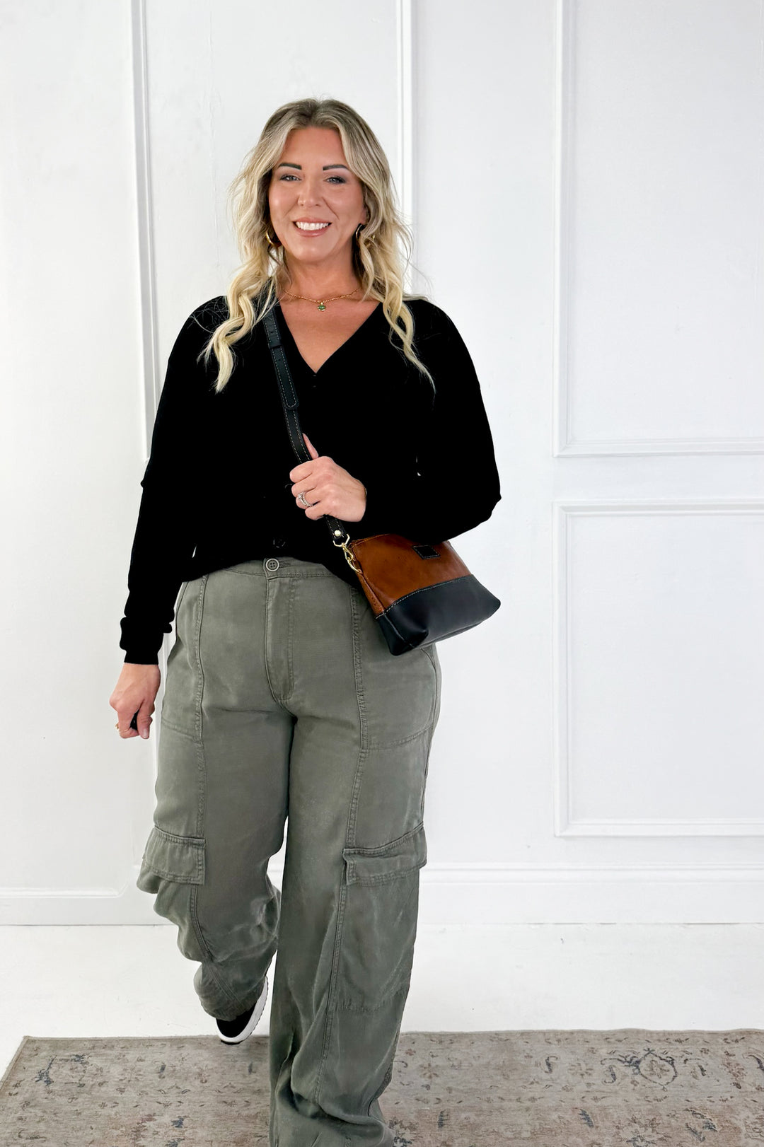 Risen Tencel Wide Leg Curvy Cargo Pants