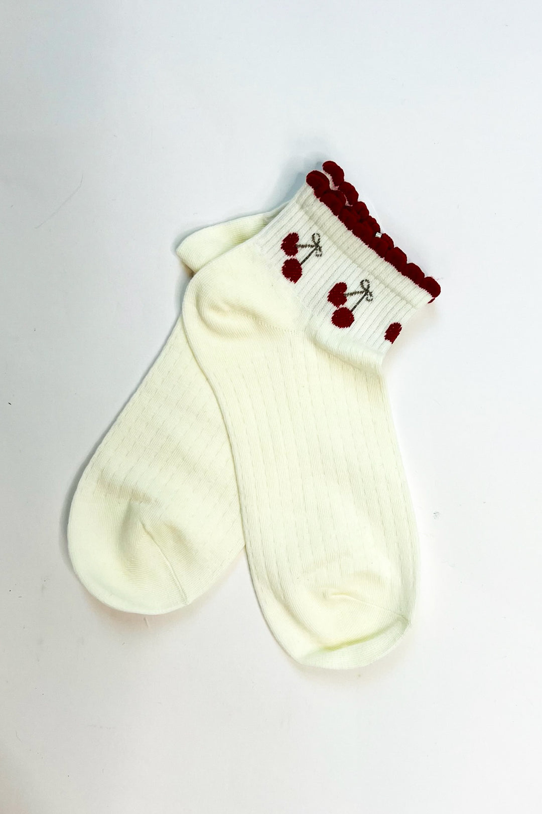 Cherry Print Ruffle Top Ankle Socks