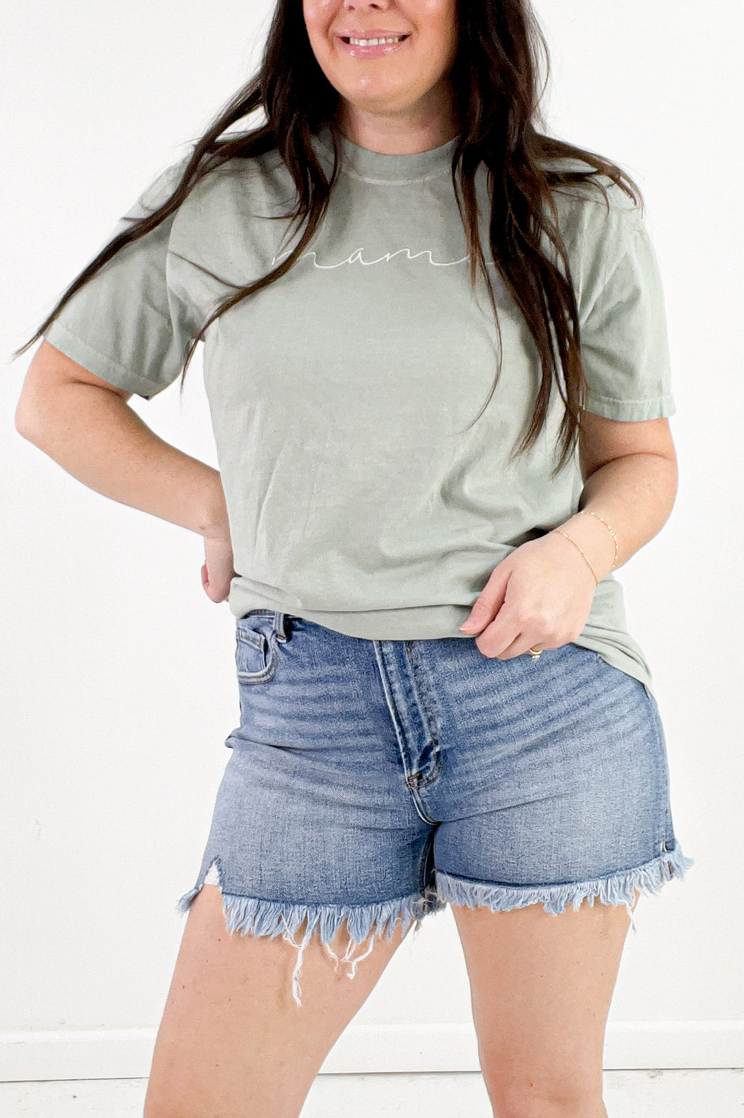 Mama Script Embroidered Comfort Color Tee