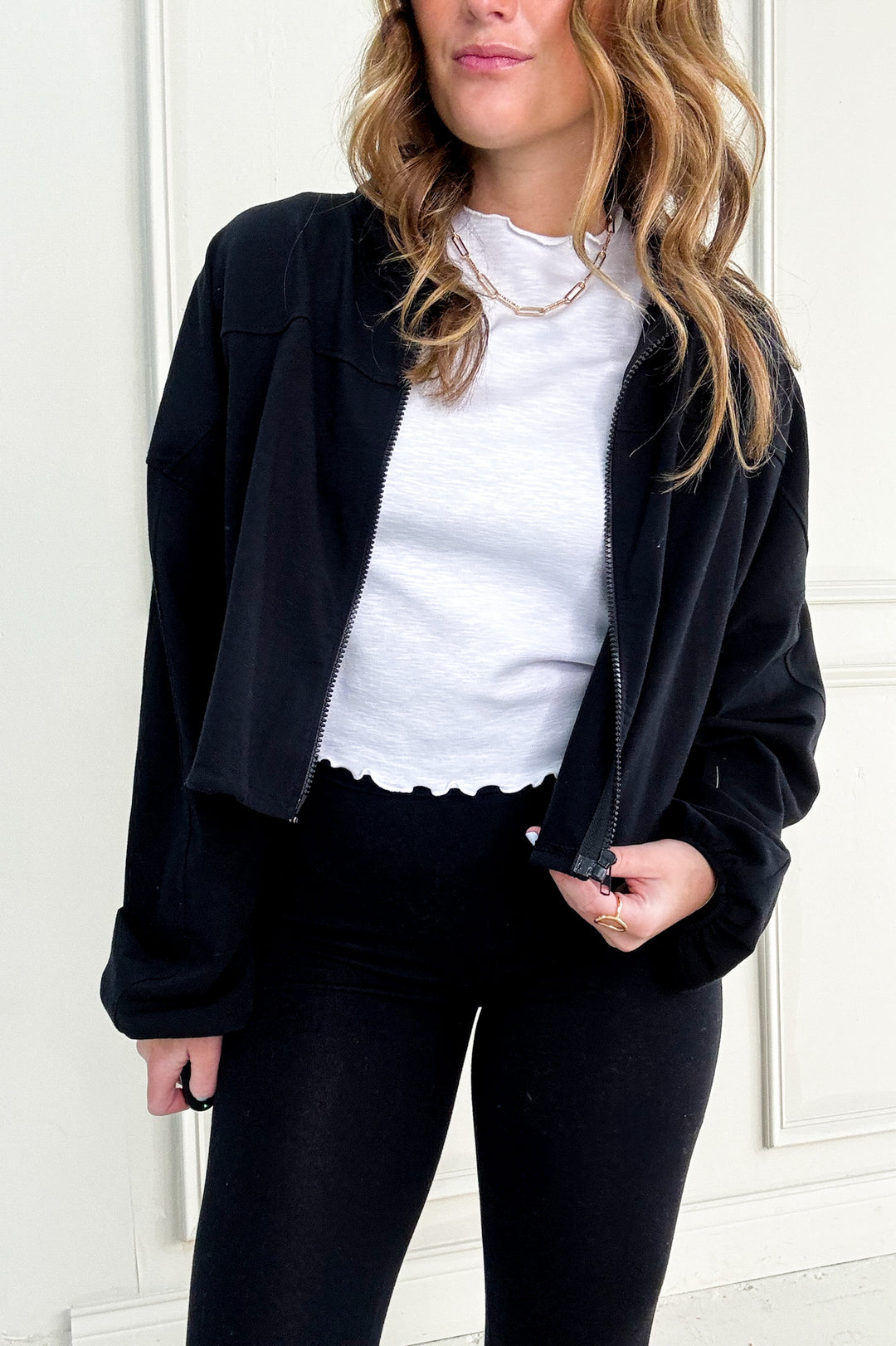 Cropped Zip Jacket & Wide Band Leggings Active Set