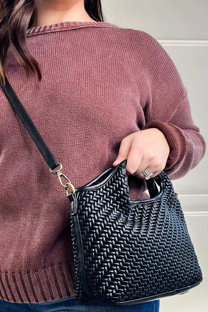 Anika Woven Tote Crossbody Bag