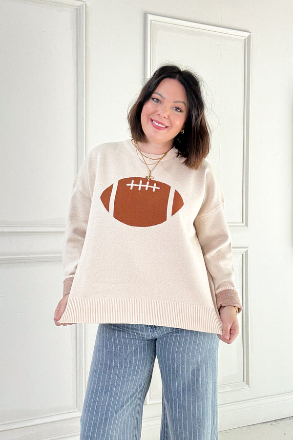 Football Jacquard Pullover Sweater