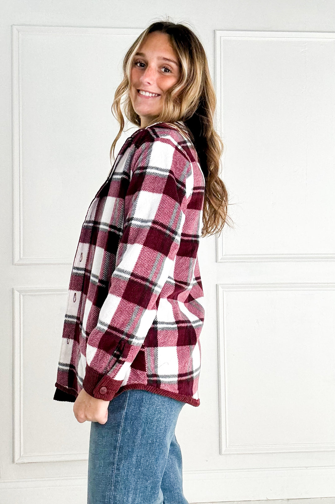 Plaid Lined Corduroy Flannel Shacket