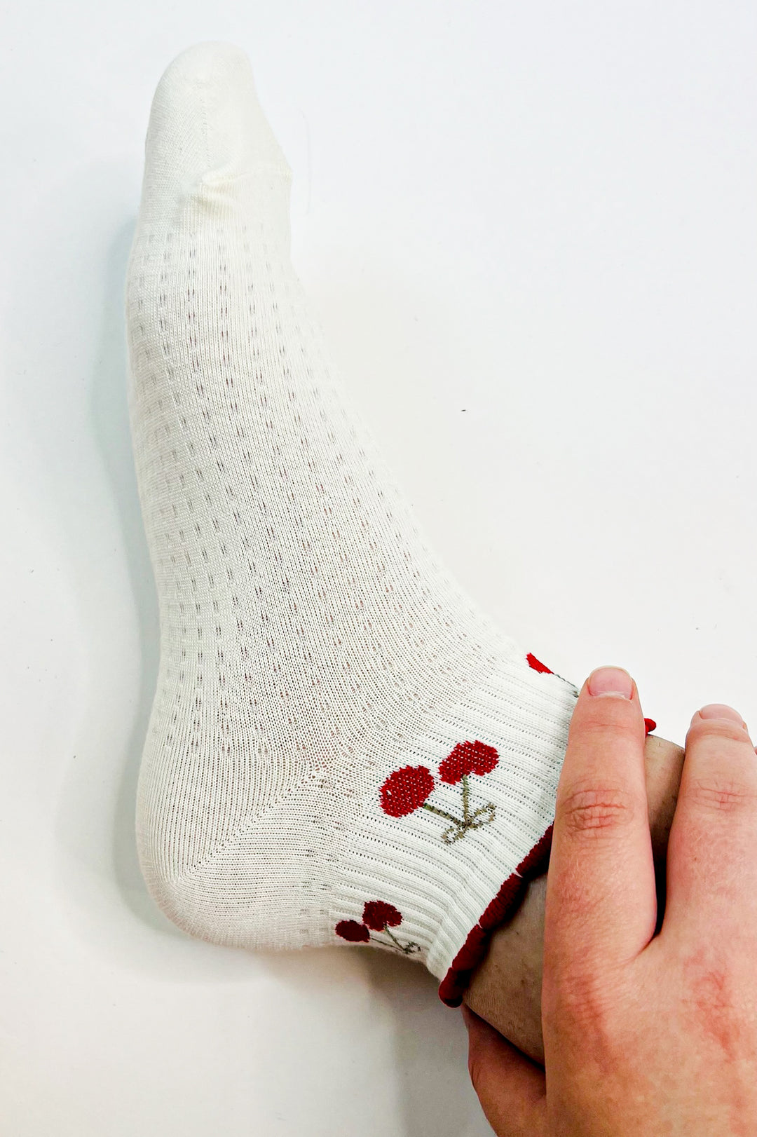 Cherry Print Ruffle Top Ankle Socks