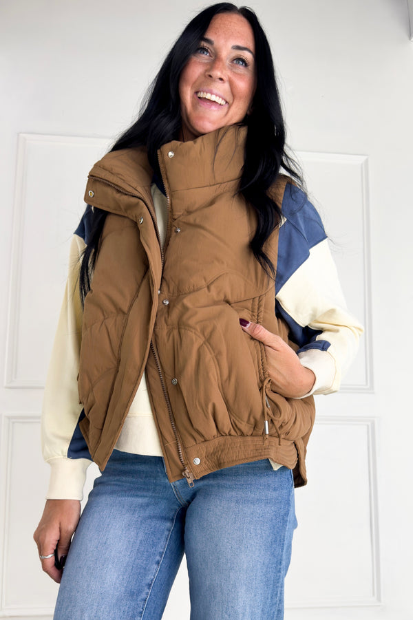 Street Chic High Neck Puffer Vest
