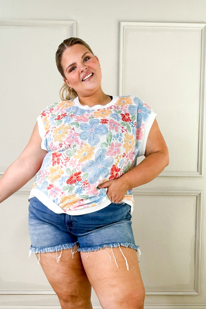 Floral Print Sweater Vest