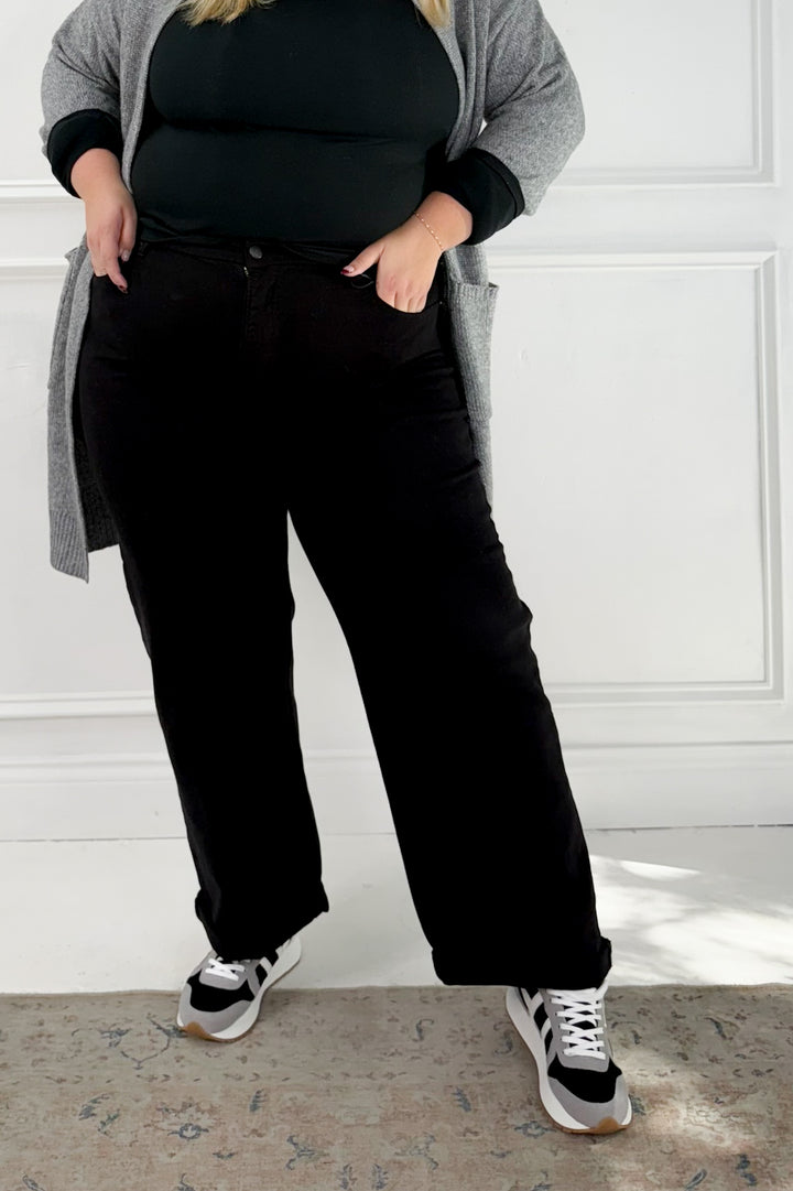 Risen Tummy Control Ankle Barrel Baggy Curvy Jeans