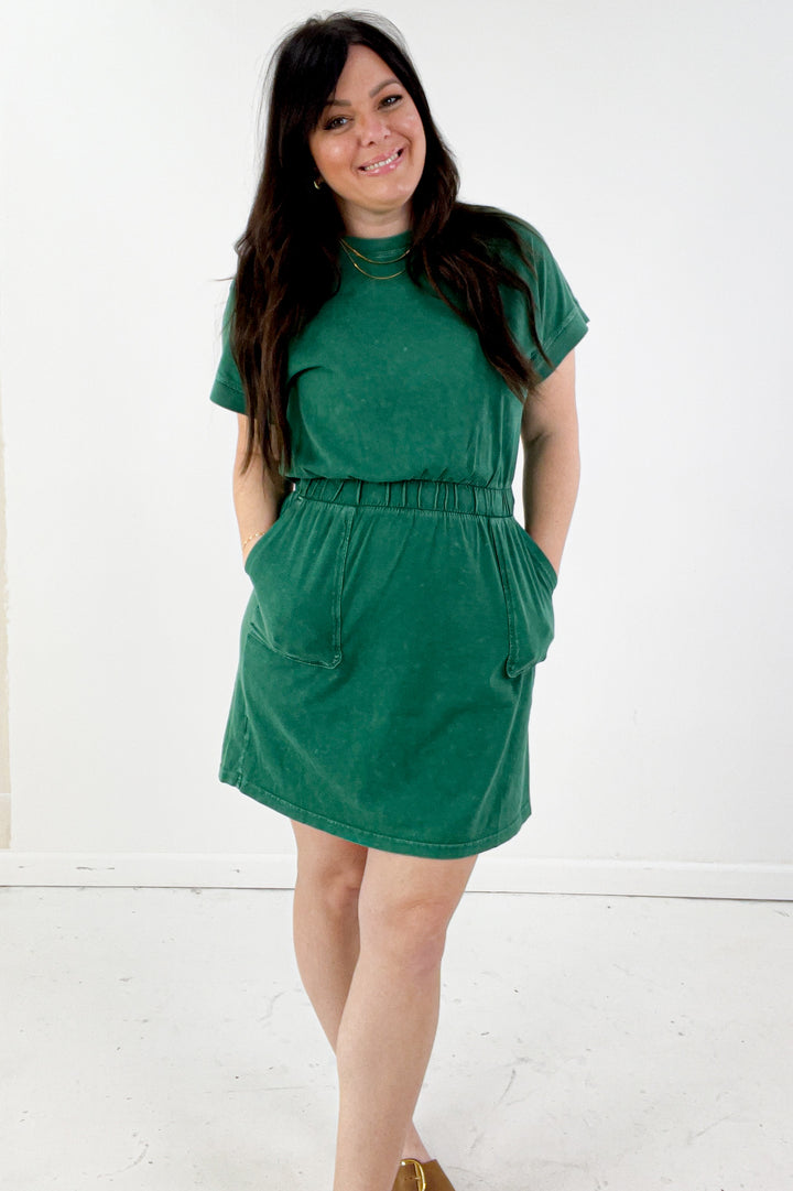 Mineral Washed Cotton Mini Dress