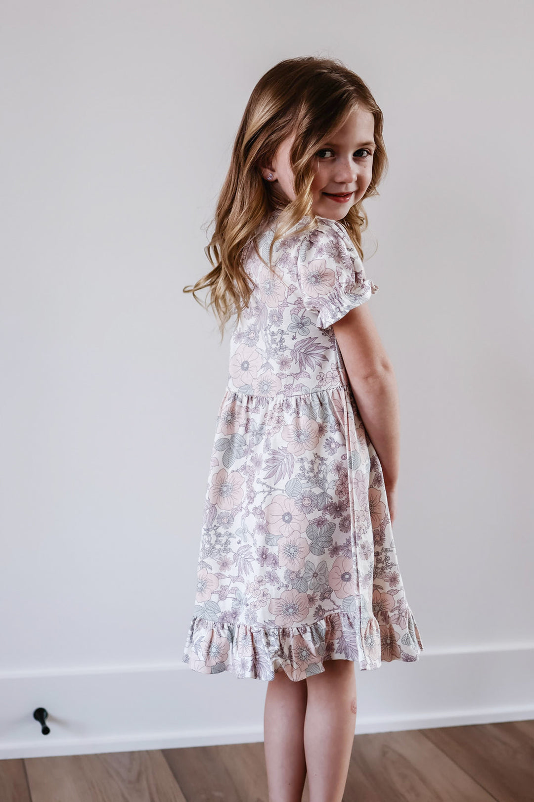 Kids Puff Sleeve Vintage Floral Dress