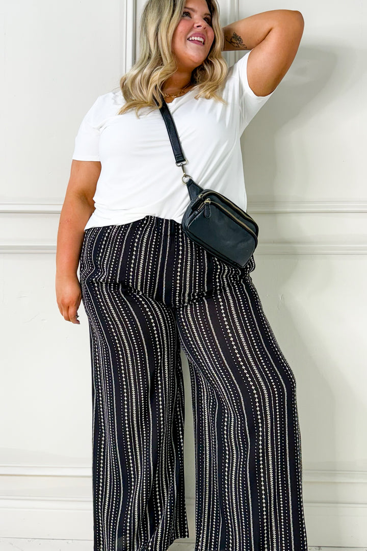 Flowy Wide Leg Printed Curvy Pants
