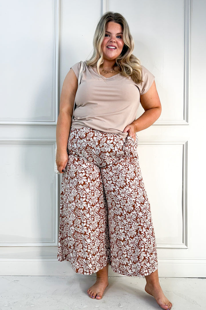 Curvy Floral Print Palazzo Pants