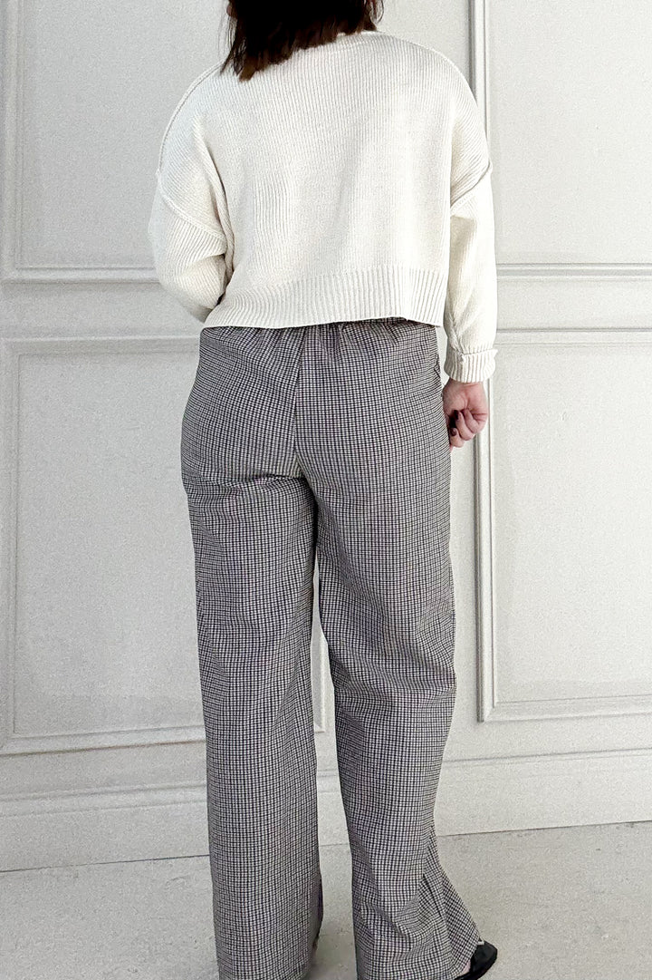 Waist Band Pleated Detail Check Pants