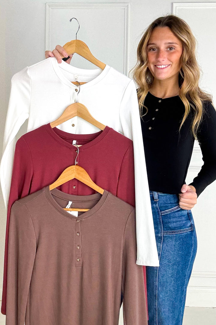 Ultra Soft Basic Longleeve Henley Top