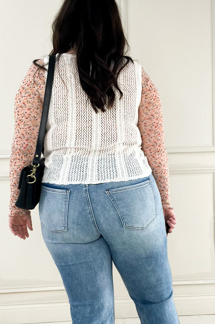 Crochet Knit Tie Fasten Sweater Vest