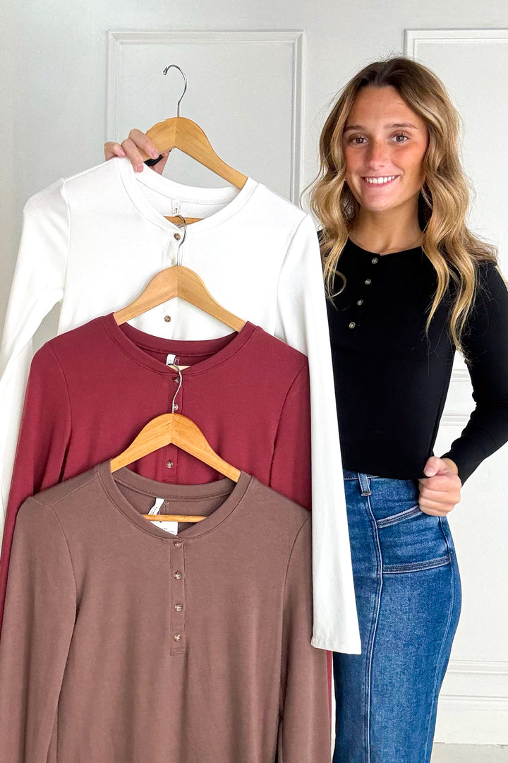 Ultra Soft Basic Longleeve Henley Top