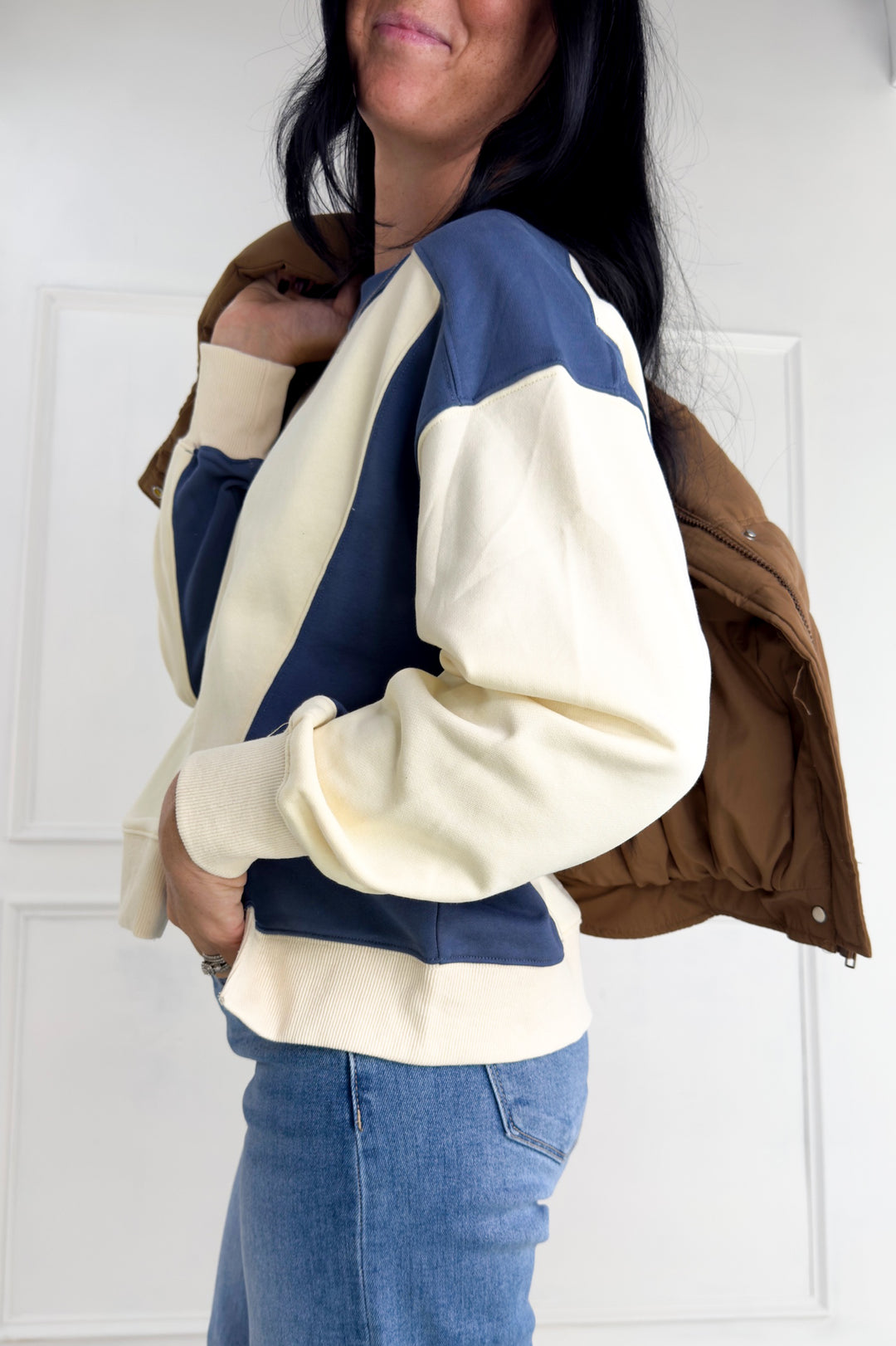 Colorblock Terry Pullover Sweatshirt