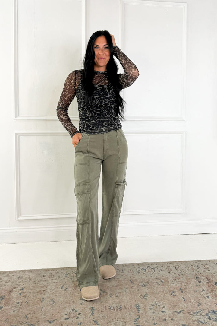 Risen Tencel Wide Leg Cargo Pants
