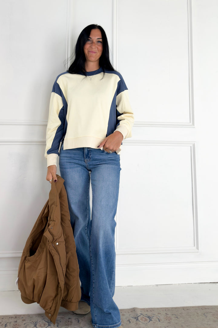 Colorblock Terry Pullover Sweatshirt