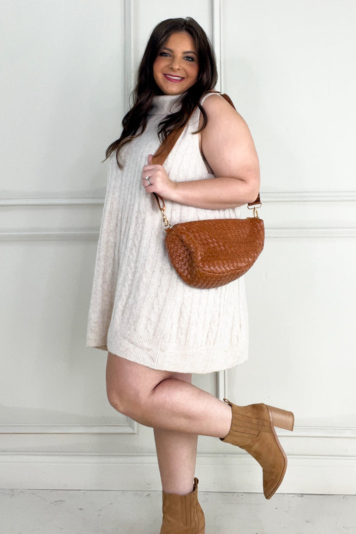 Turtleneck Cable Knit Tunic Vest