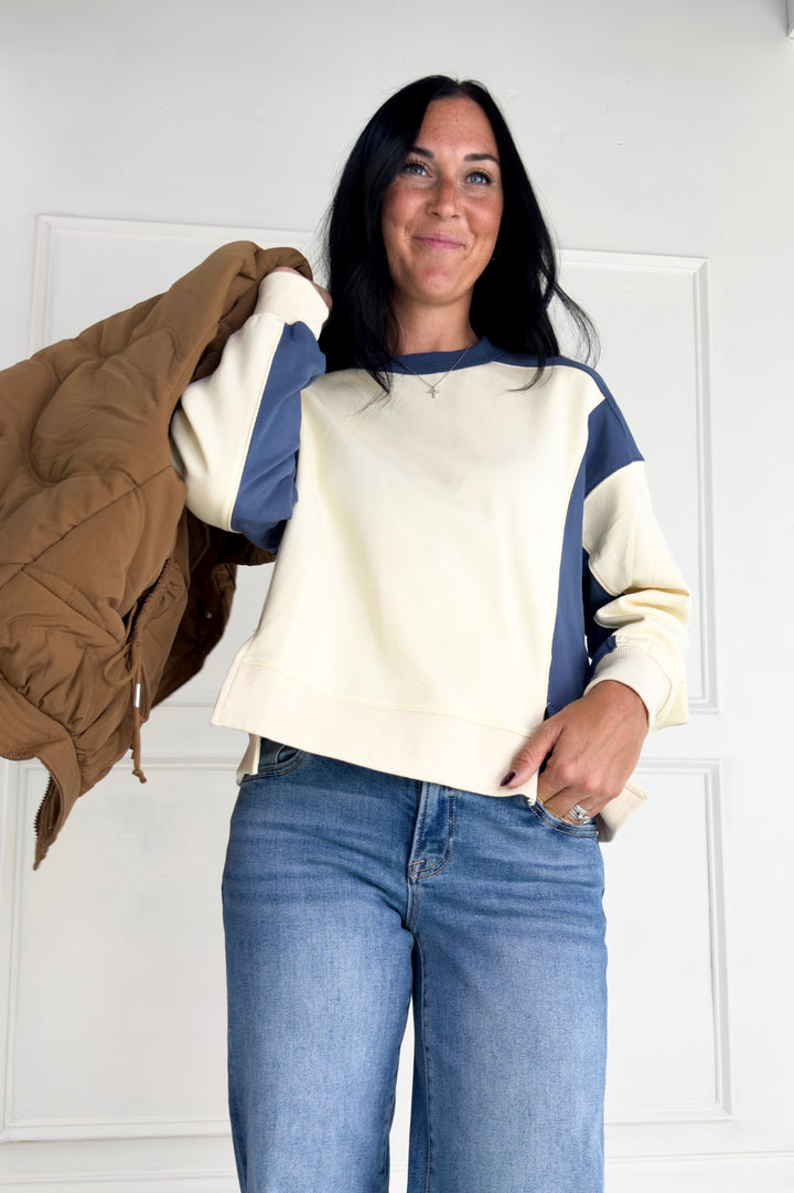 Colorblock Terry Pullover Sweatshirt