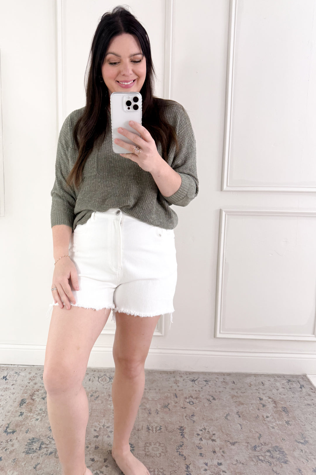 Front Pocket Dolman Long Sleeve Knit Sweater