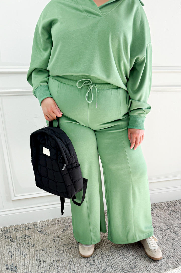 Luxeknit Wide Leg Drawstring Curvy Sweatpants