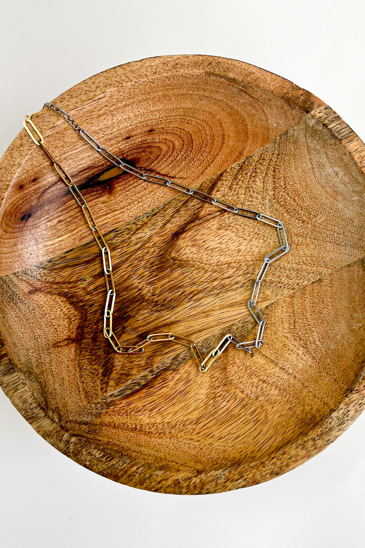 Two Tone Real 18K Gold Dipped Link Chain Necklace