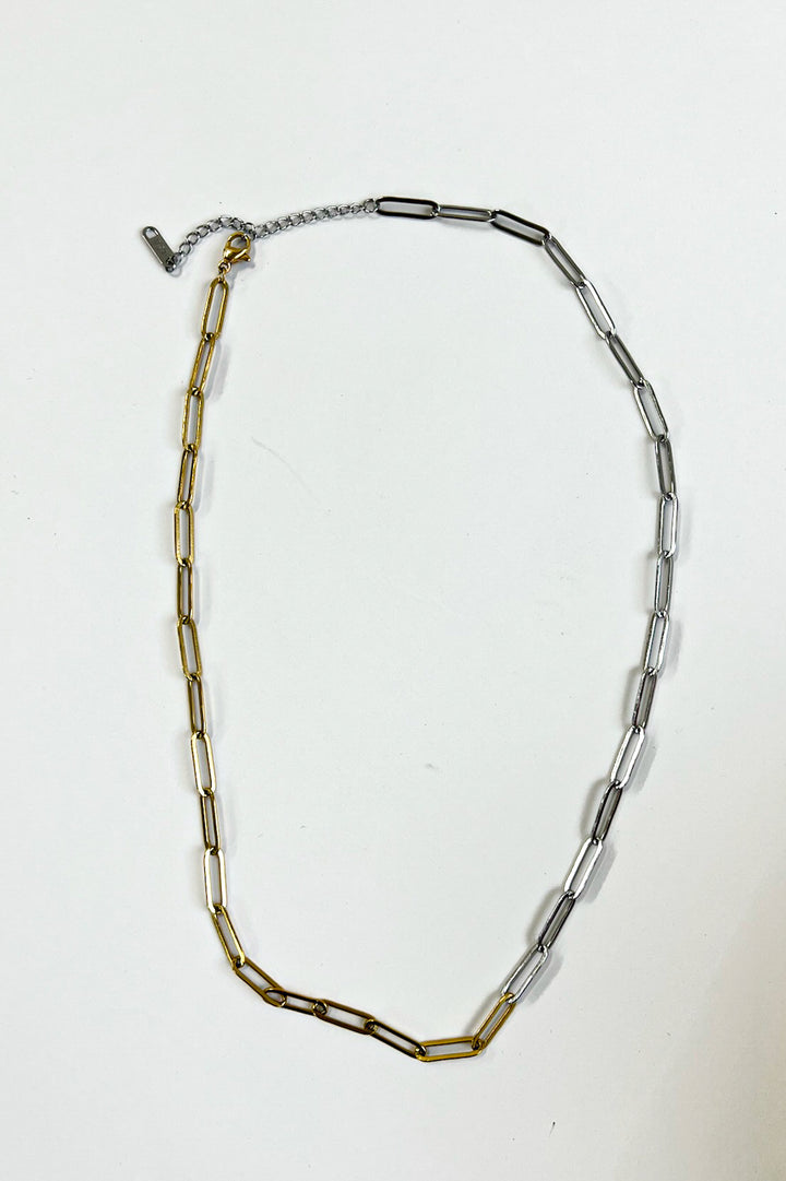 Two Tone Real 18K Gold Dipped Link Chain Necklace