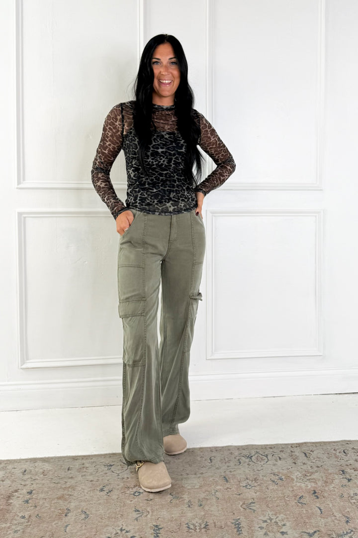 Risen Tencel Wide Leg Cargo Pants